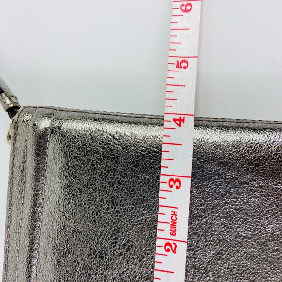 Coach Zip Around Silver Metallic Wallet - Picture 10 of 12